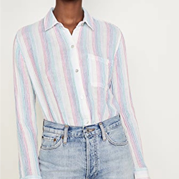 Rails Ellis Iris Striped Pastel Button Down Shirt size Large - Picture 2 of 7
